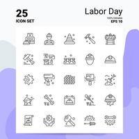 25 Labor Day Icon Set 100 Editable EPS 10 Files Business Logo Concept Ideas Line icon design