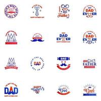 Happy fathers day greeting cards set 16 Blue and red Vector typography lettering Usable for banners print You are the best dad text design Editable Vector Design Elements