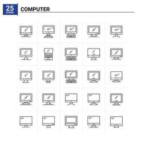 25 Computer icon set vector background