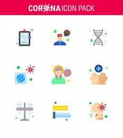 25 conjunto de iconos de emergencia de coronavirus diseño azul como dolor de cabeza enfermo cabeza genética virus coronavirus viral 2019nov enfermedad vector elementos de diseño