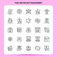 OutLine 25 Task and Project Management Icon set Vector Line Style Design Black Icons Set Linear pictogram pack Web and Mobile Business ideas design Vector Illustration