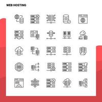 conjunto de iconos de línea de alojamiento web conjunto 25 iconos diseño de estilo minimalista vectorial conjunto de iconos negros paquete de pictogramas lineales vector