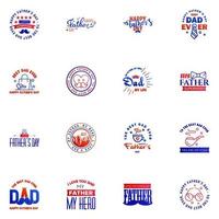 Set of Happy Fathers day elements 16 Blue and red Vector illustration Editable Vector Design Elements