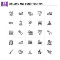 25 conjunto de iconos de construcción y construcción antecedentes vectoriales vector