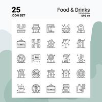 25 conjunto de iconos de bebidas alimenticias 100 archivos eps 10 editables concepto de logotipo de empresa ideas diseño de icono de línea vector