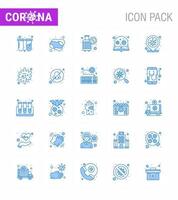 Covid19 icon set for infographic 25 Blue pack such as location search ban loupe education viral coronavirus 2019nov disease Vector Design Elements