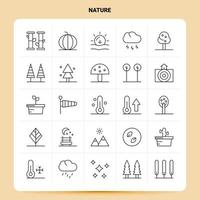 OutLine 25 Nature Icon set Vector Line Style Design Black Icons Set Linear pictogram pack Web and Mobile Business ideas design Vector Illustration