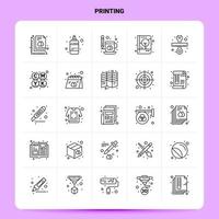 OutLine 25 Printing Icon set Vector Line Style Design Black Icons Set Linear pictogram pack Web and Mobile Business ideas design Vector Illustration