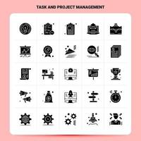 Solid 25 Task and Project Management Icon set Vector Glyph Style Design Black Icons Set Web and Mobile Business ideas design Vector Illustration