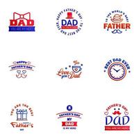 happy fathers day 9 Blue and red text design Vector calligraphy Typography poster Usable as background Editable Vector Design Elements