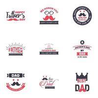 9 colección de diseño del día del padre feliz en negro y rosa un conjunto de doce diseños del día del padre de estilo vintage de color marrón sobre elementos de diseño vectorial editables de fondo claro vector