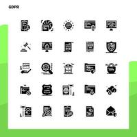 25 conjunto de iconos gdpr plantilla de ilustración de vector de icono de glifo sólido para ideas web y móviles para empresa comercial