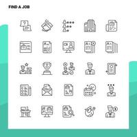 conjunto de encontrar un conjunto de iconos de línea de trabajo 25 iconos vector diseño de estilo minimalista conjunto de iconos negros paquete de pictogramas lineales