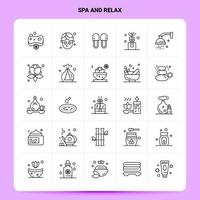 OutLine 25 Spa And Relax Icon set Vector Line Style Design Black Icons Set Linear pictogram pack Web and Mobile Business ideas design Vector Illustration