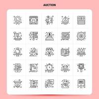 OutLine 25 Auction Icon set Vector Line Style Design Black Icons Set Linear pictogram pack Web and Mobile Business ideas design Vector Illustration