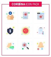 corona virus prevention covid19 tips to avoid injury 9 Flat Color icon for presentation covid bacteria news bottle vaccine viral coronavirus 2019nov disease Vector Design Elements