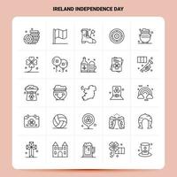 OutLine 25 Ireland Independence Day Icon set Vector Line Style Design Black Icons Set Linear pictogram pack Web and Mobile Business ideas design Vector Illustration