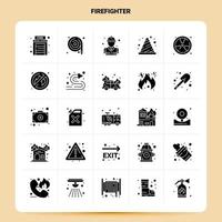 Solid 25 Firefighter Icon set Vector Glyph Style Design Black Icons Set Web and Mobile Business ideas design Vector Illustration