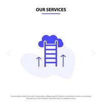 Our Services Career Path Career Dream Success Focus Solid Glyph Icon Web card Template vector