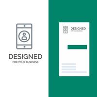 Application Mobile Mobile Application Profile Grey Logo Design and Business Card Template vector