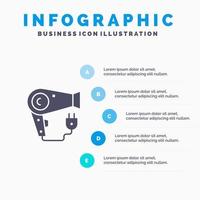 Dryer Hair Hairdryer Plug Infographics Presentation Template 5 Steps Presentation vector