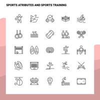 conjunto de atributos deportivos y línea de entrenamiento deportivo conjunto de iconos 25 iconos diseño de estilo minimalista vectorial conjunto de iconos negros paquete de pictogramas lineales vector