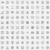 Set of 100 Universal Modern Thin Line Icons for Mobile and Web Mix Business icons Like Arrows Avatars  Smileys Business Weather vector