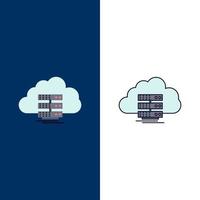 cloud storage computing data flow Flat Color Icon Vector