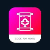 tenga en cuenta el botón de la aplicación móvil de la hoja de canadá otoño versión de línea de android e ios vector