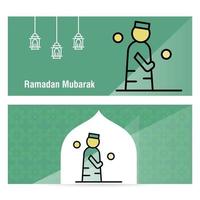 Ramadan Kareem concept banner with islamic  patterns vector