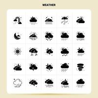 conjunto de iconos de clima sólido 25 diseño de estilo de glifo vectorial conjunto de iconos negros diseño de ideas de negocios web y móvil ilustración vectorial vector