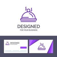 Ilustración de vector de servicio de comida de plato de hotel de plantilla de logotipo y tarjeta de visita creativa