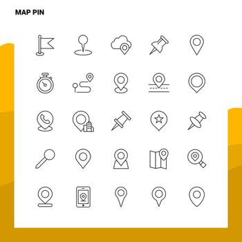 Set of Map Pin Line Icon set 25 Icons Vector Minimalism Style Design Black Icons Set Linear pictogram pack