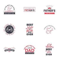 9 Black and Pink Happy Fathers Day Design Collection A set of twelve brown colored vintage style Fathers Day Designs on light background Editable Vector Design Elements