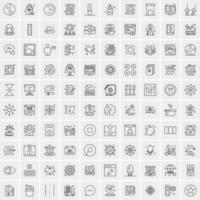 conjunto de 100 iconos universales modernos de líneas finas para móviles y web mezclan iconos de negocios como flechas avatares emoticonos tiempo de negocios vector