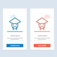 Emperor China Monk Chinese  Blue and Red Download and Buy Now web Widget Card Template vector