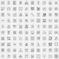 conjunto de 100 iconos universales modernos de líneas finas para móviles y web mezclan iconos de negocios como flechas avatares emoticonos tiempo de negocios vector