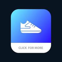 zapatos de ejercicio botón de aplicación móvil deportiva versión de glifo de android e ios vector