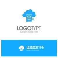 Cloud Reading Folder Upload Blue Solid Logo with place for tagline vector