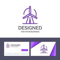 tarjeta de visita creativa y plantilla de logotipo ilustración de vector de energía eólica de turbina