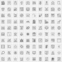 conjunto de 100 iconos universales modernos de líneas finas para móviles y web mezclan iconos de negocios como flechas avatares emoticonos tiempo de negocios vector