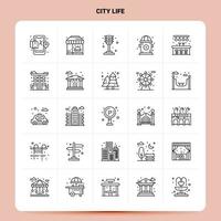 OutLine 25 City Life Icon set Vector Line Style Design Black Icons Set Linear pictogram pack Web and Mobile Business ideas design Vector Illustration