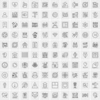 Set of 100 Universal Modern Thin Line Icons for Mobile and Web Mix Business icons Like Arrows Avatars  Smileys Business Weather vector