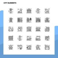 conjunto de elementos de la ciudad conjunto de iconos de línea 25 iconos diseño de estilo minimalista vectorial conjunto de iconos negros paquete de pictogramas lineales vector