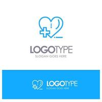 Love HealthCare Hospital Heart Care Blue Outline Logo Place for Tagline vector