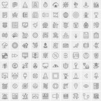 conjunto de 100 iconos universales modernos de líneas finas para móviles y web mezclan iconos de negocios como flechas avatares emoticonos tiempo de negocios vector