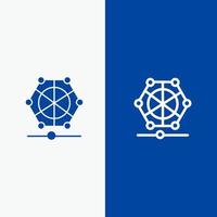 línea de datos de lenguaje de aprendizaje automático y glifo icono sólido banner azul línea y glifo icono sólido banner azul vector