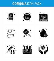 Covid19 Protection CoronaVirus Pendamic 9 Solid Glyph Black icon set such as scan find medical bacteria healthcare viral coronavirus 2019nov disease Vector Design Elements