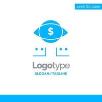 Eye Dollar Marketing Digital Blue Solid Logo Template Place for Tagline vector