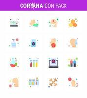 CORONAVIRUS 16 Flat Color Icon set on the theme of Corona epidemic contains icons such as bottle laboratory cough experiment throat viral coronavirus 2019nov disease Vector Design Elements